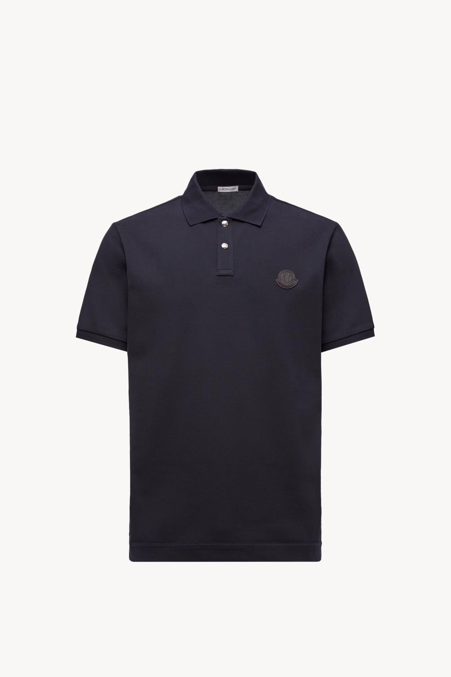 Logo Patch Cotton Piquet Polo Shirt Men Navy Blue Moncler 2
